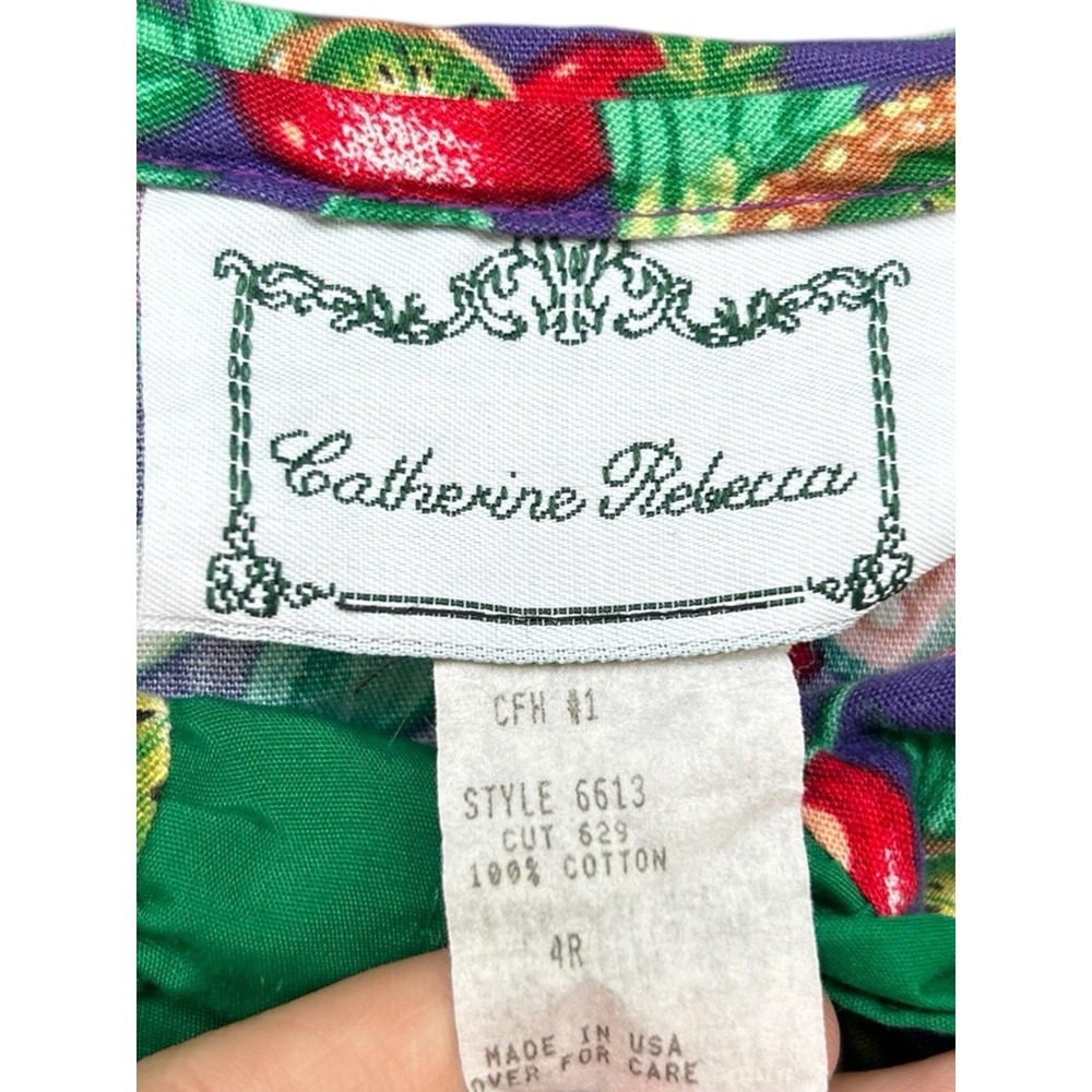 Vintage 90s Fruit And Veggie Girls Dress 4 Years Boho Cottagecore Retro - Picture 3 of 4